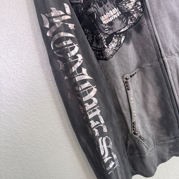 Konquest Closet Jacket Mens Large Skull Dragon Studded Y2K Grunge Streetwear NEW - Picture 6 of 16